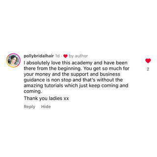 Online Bridal Makeup Hairstyling Academy Instagram Testimonial