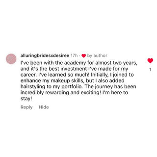 Online Bridal Makeup Hairstyling Academy Instagram Testimonial
