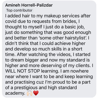 Bridal Hairstyling Academy Testimonial